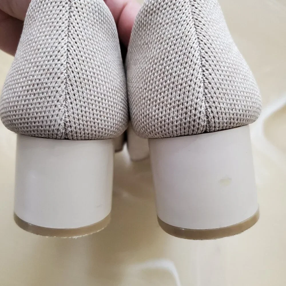 Vivaia Elvia Round Toe Chunky Heel Beige Women's Slip On Pumps Size 40 US 9